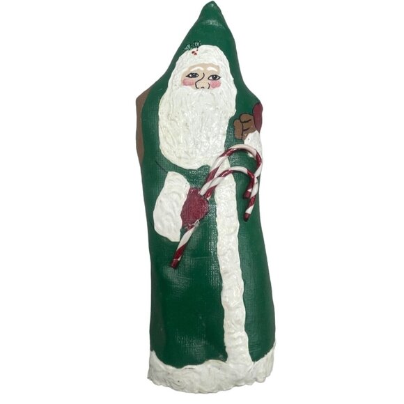 vintage handmade Christmas Santa figurine candy cane green signed 9" READ - Picture 1 of 8